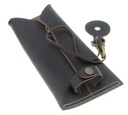 Porte baguettes en cuir avec crochet - Marron