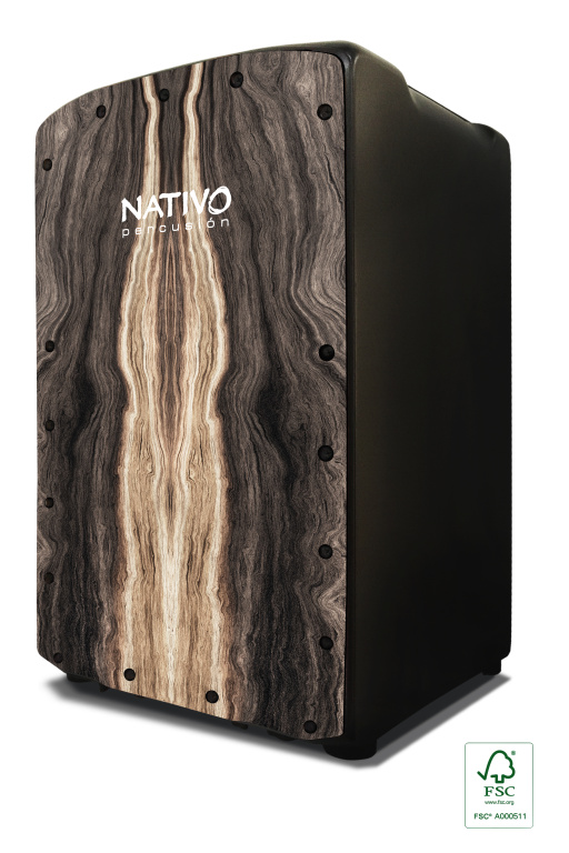 Série Pro Plus, cajon XL, chêne classe A, panneau avant PETRA-I, coussin de siège Eva, anneau X-Bass
