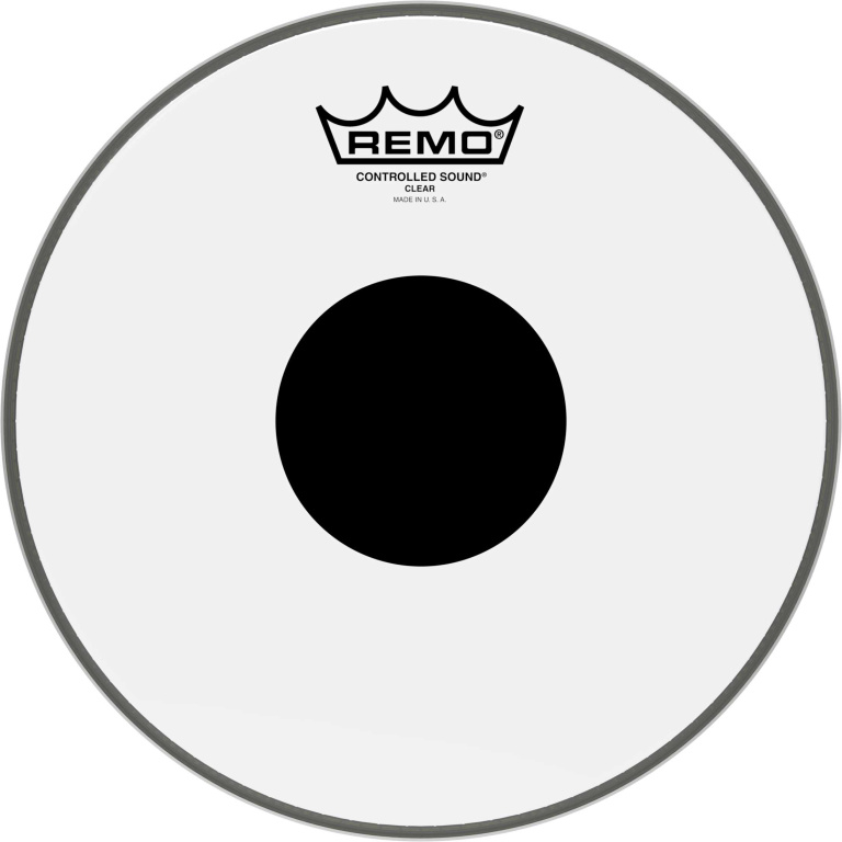 Peau CS Transparente 10" + rond noir, pour Tom/ Caisse claire