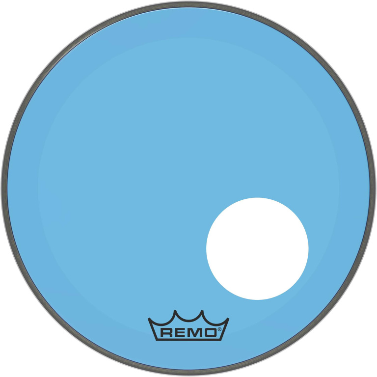 Peau Powerstroke 3 Colortone pour grosse caisse, bleu, 18", avec trou décentré de 5"