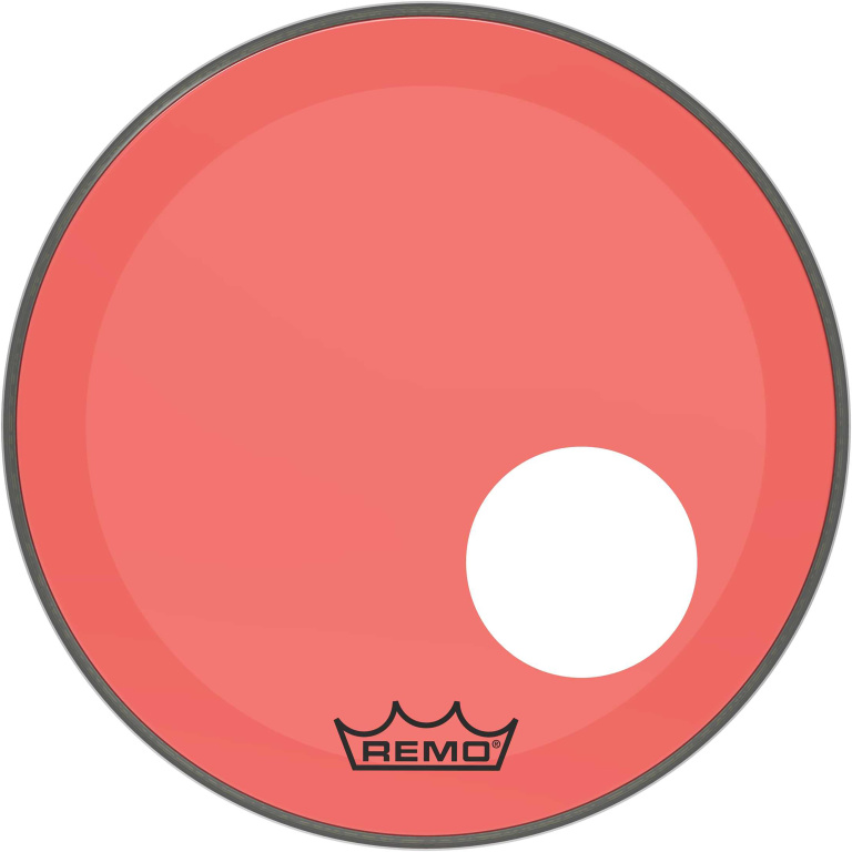Peau Powerstroke 3 Colortone pour grosse caisse, rouge, 18", avec trou décentré de 5"