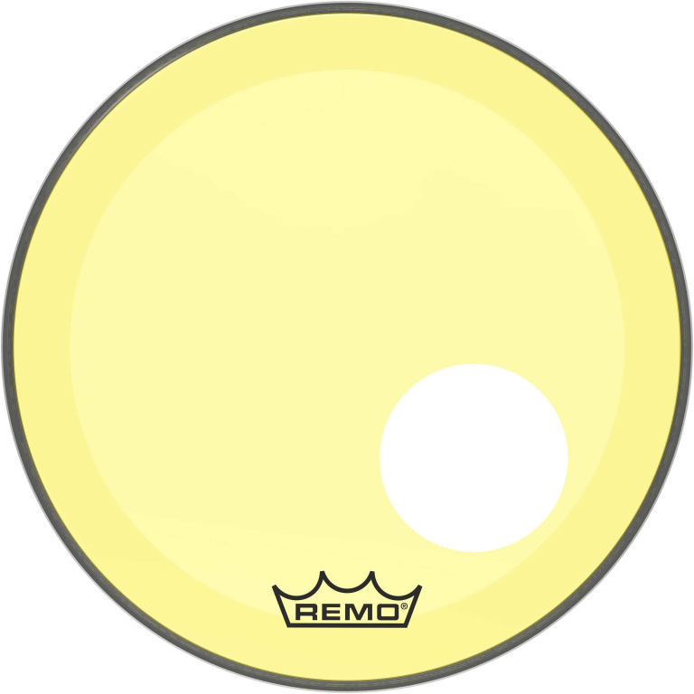 Peau Powerstroke 3 Colortone pour grosse caisse, jaune, 18", avec trou décentré de 5"