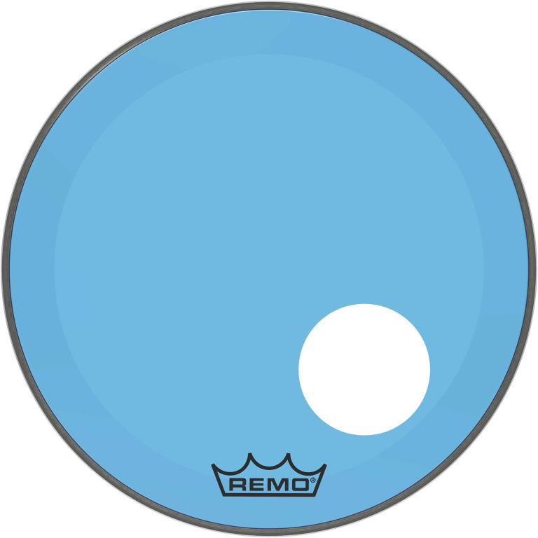 Peau Powerstroke 3 Colortone pour grosse caisse, bleu, 20", avec trou décentré de 5"