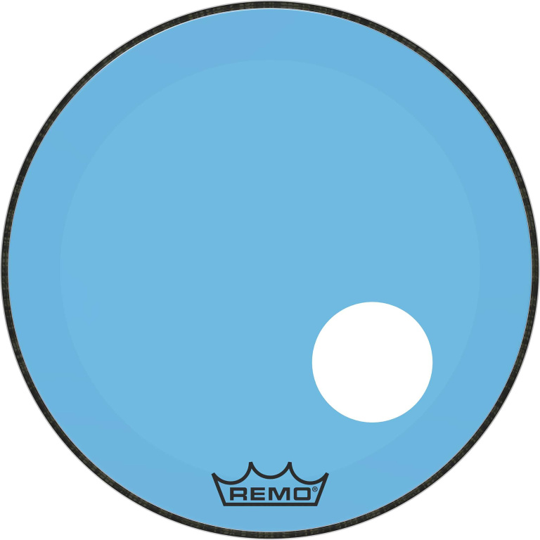 Peau Powerstroke 3 Colortone pour grosse caisse, bleu, 22", avec trou décentré de 5"