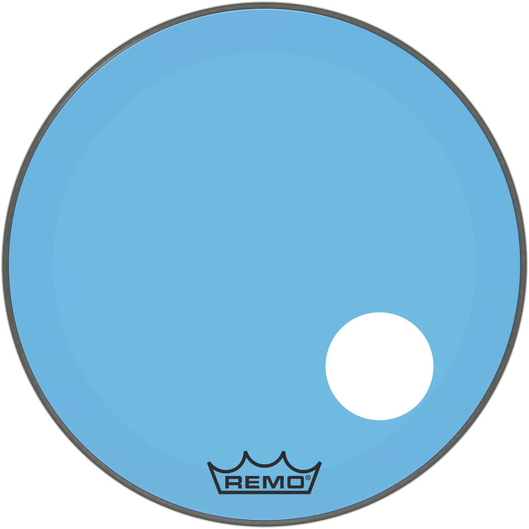 Peau Powerstroke 3 Colortone pour grosse caisse, bleu, 24", avec trou décentré de 5"