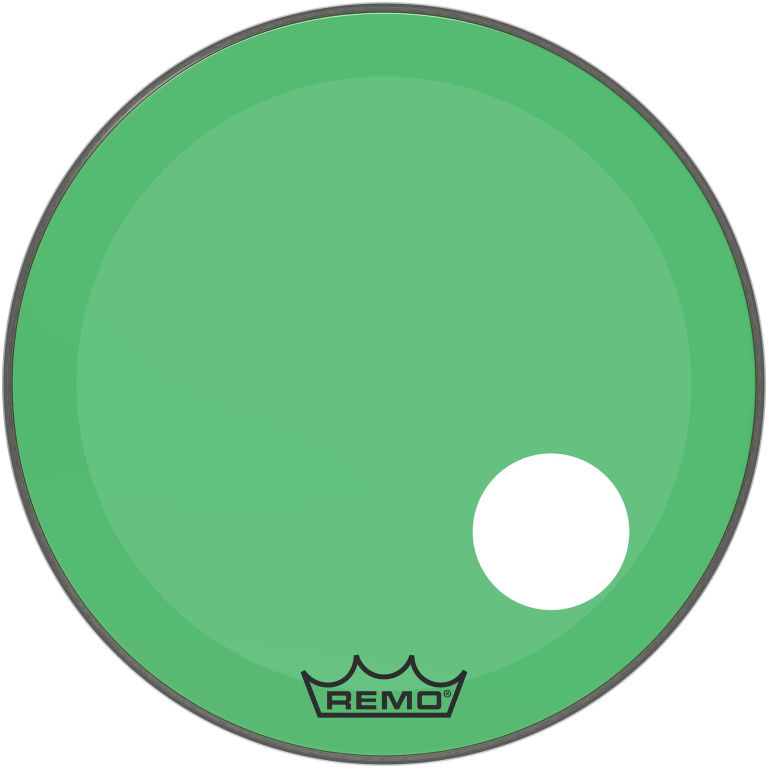Peau Powerstroke 3 Colortone pour grosse caisse, vert, 24", avec trou décentré de 5"