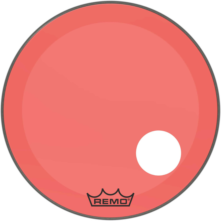 Peau Powerstroke 3 Colortone pour grosse caisse, rouge, 24", avec trou décentré de 5"