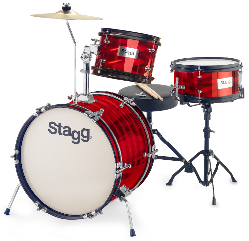 Batterie junior 8" / 10" / 16", avec accessoires, rouge