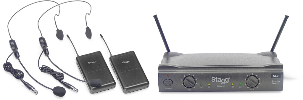 Système de micros-casques sans fil UHF true diversity 2 canaux