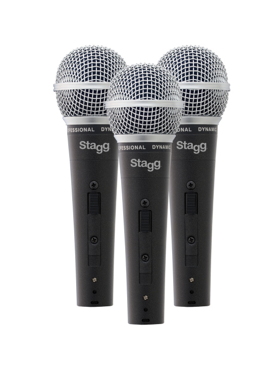 Lot de 3 microphones dynamiques cardioïdes, modèle professionnel, cellule DC 78