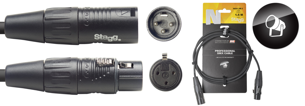 Câble DMX, XLR/XLR (m/f) (3 broches), 1,5 m, N-series