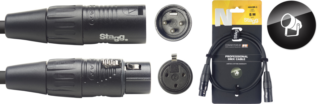 Câble DMX, XLR/XLR (m/f) (3 broches), 5 m, N-series