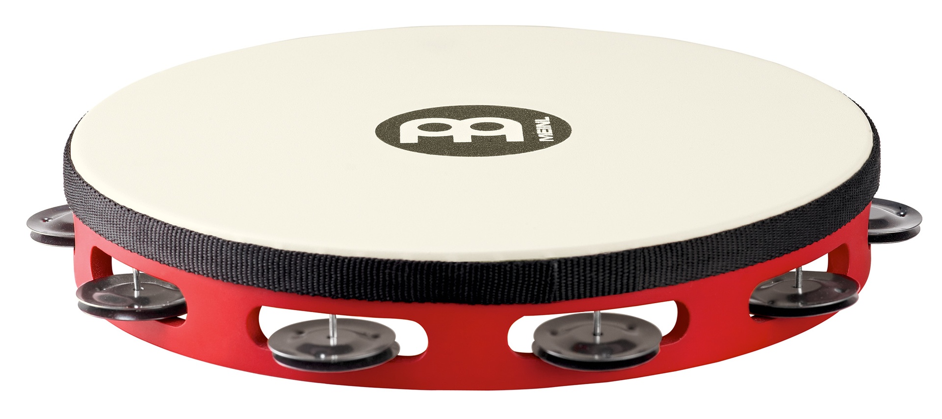 Tambour de basque | Tambourin Rouge MEINL Peau synthétique 1 rangée de cymbalettes acier noir
