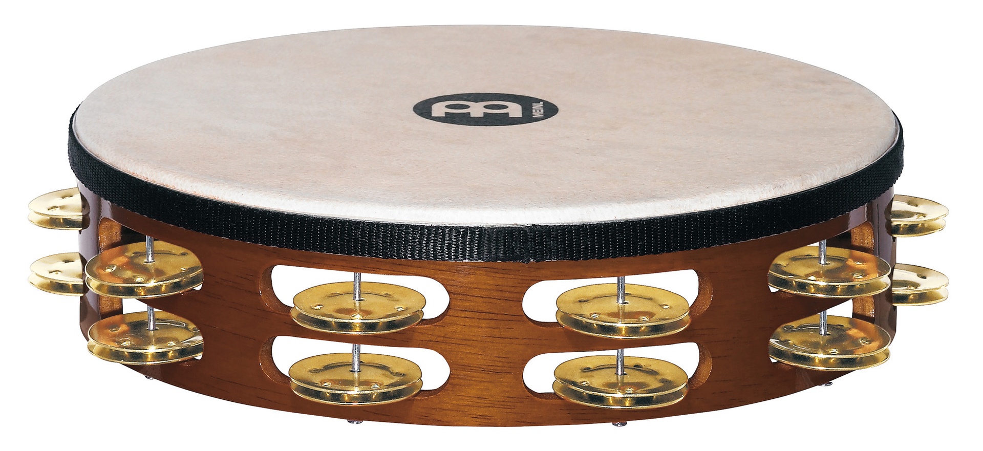 Tambour de basque | Tambourin MEINL Peau de chèvre - 2 rangées de cymbalettes laiton