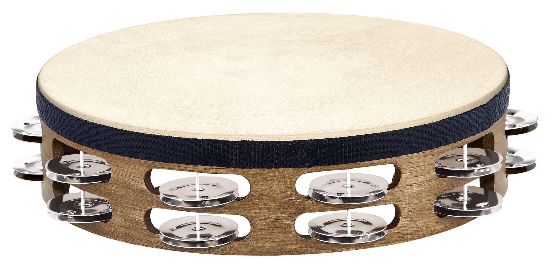 Tambour de basque | Tambourin MEINL Peau de chèvre - 2 rangées de cymbalettes acier