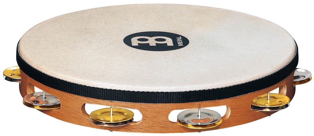 Tambour de basque | Tambourin MEINL Peau de chèvre - 1 rangée de cymbalettes acier nickelé et laiton
