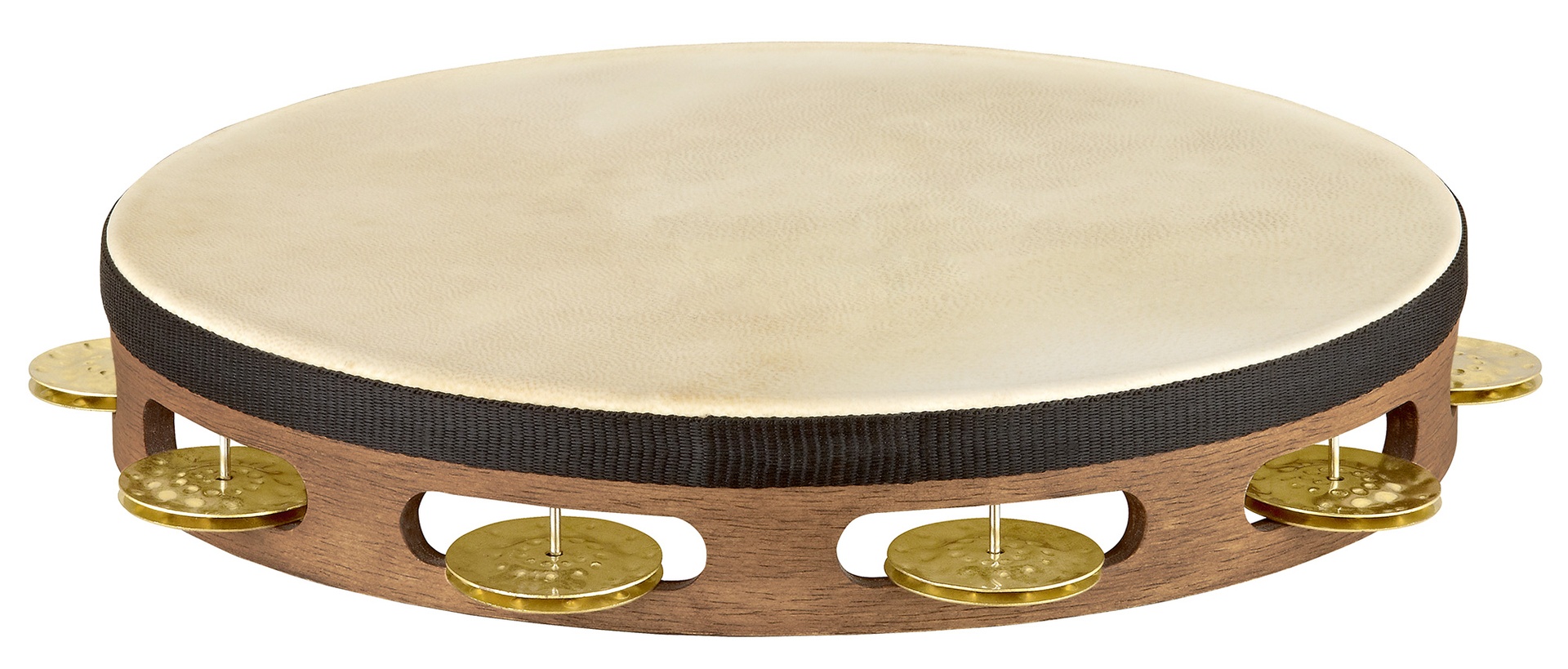Tambour de basque | Tambourin MEINL - VINTAGE Peau de chèvre - 1 rangée de cymbalettes martelées en laiton