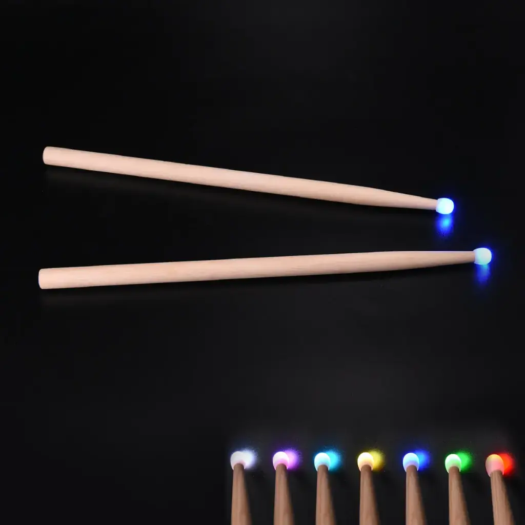 Baguettes de Tambour - Marching LUMINEUSES finition bois – 2 baguettes