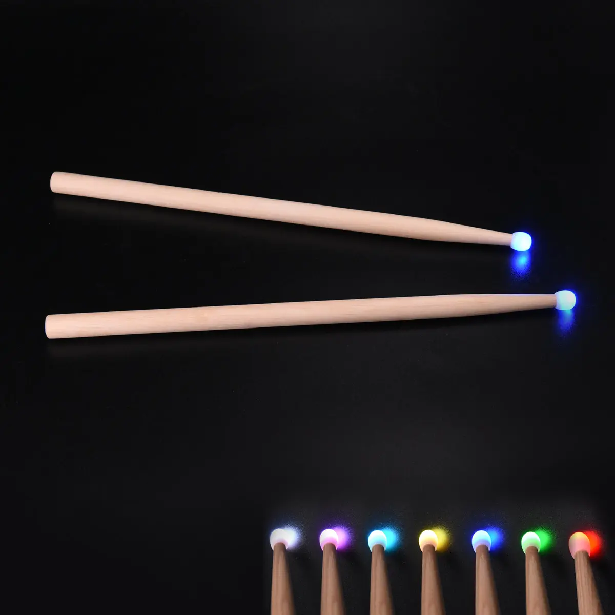 Baguettes de Tambour - Marching LUMINEUSES finition bois – 2 baguettes