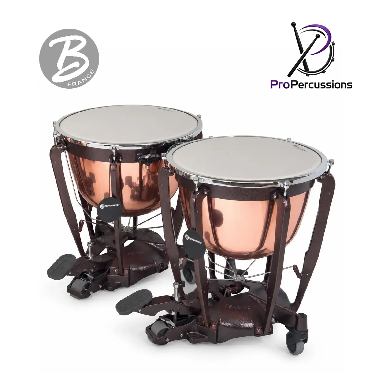 Timbales BERGERAULT 29" – Série Standard Symphonique | Fût cuivre profond poli