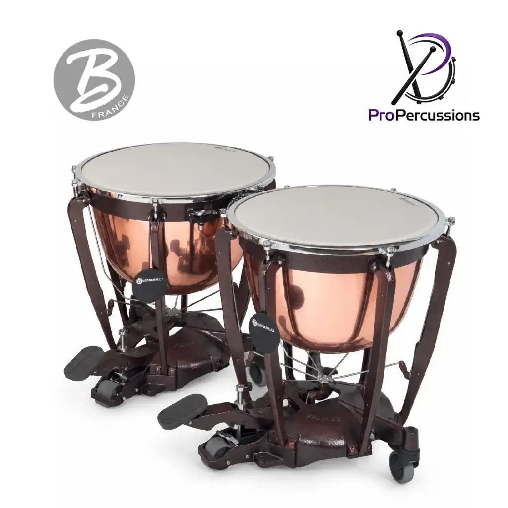 Timbales BERGERAULT 32" – Série Standard Symphonique | Fût cuivre profond poli