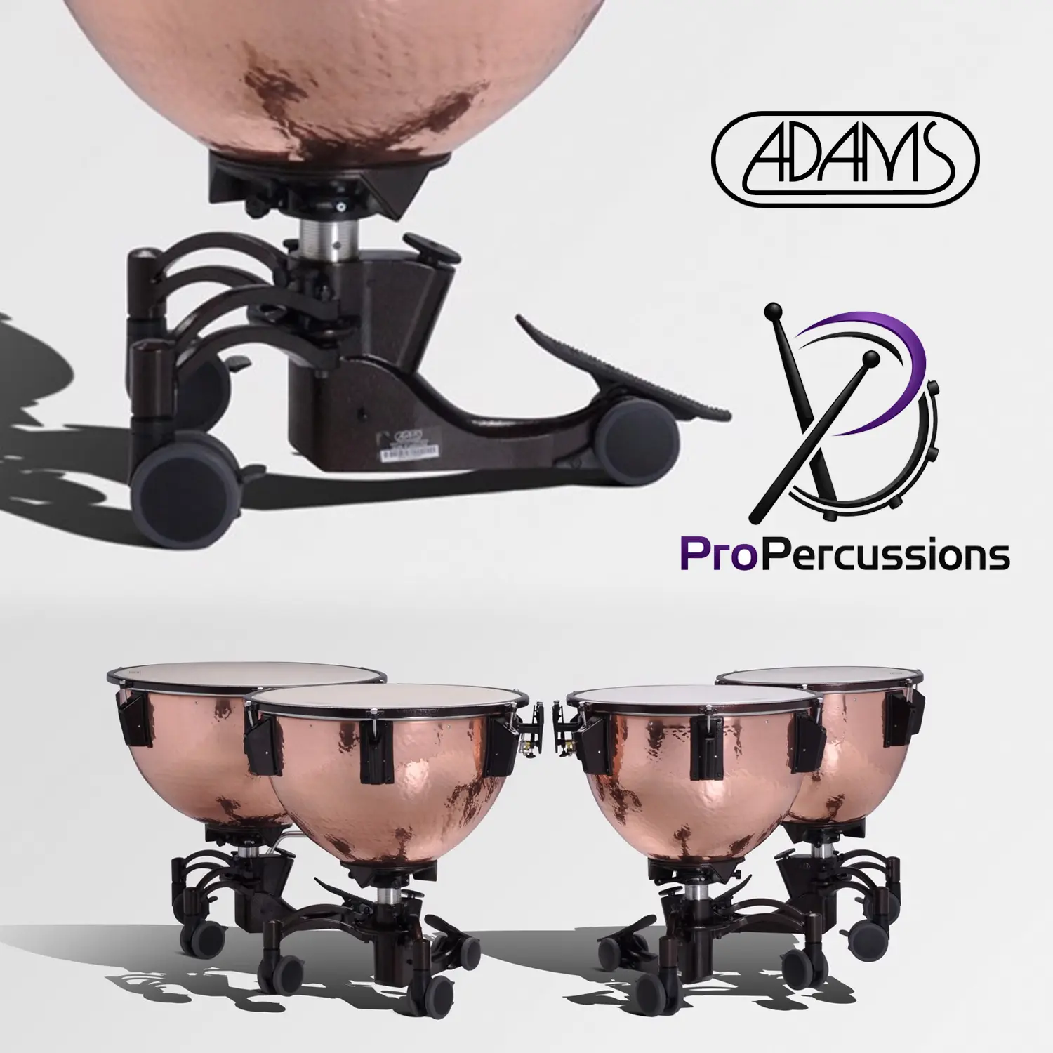 Timbales ADAMS 20" – REVOLUTION - Fût Cuivre martelé | Accordeur fin