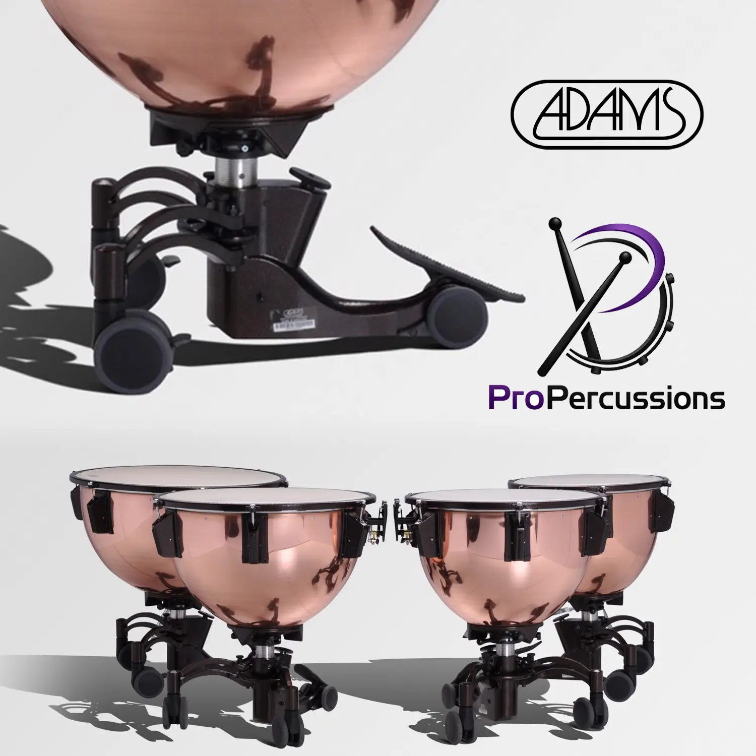 Timbales ADAMS 23" – REVOLUTION - Fût Cuivre poli | Accordeur fin
