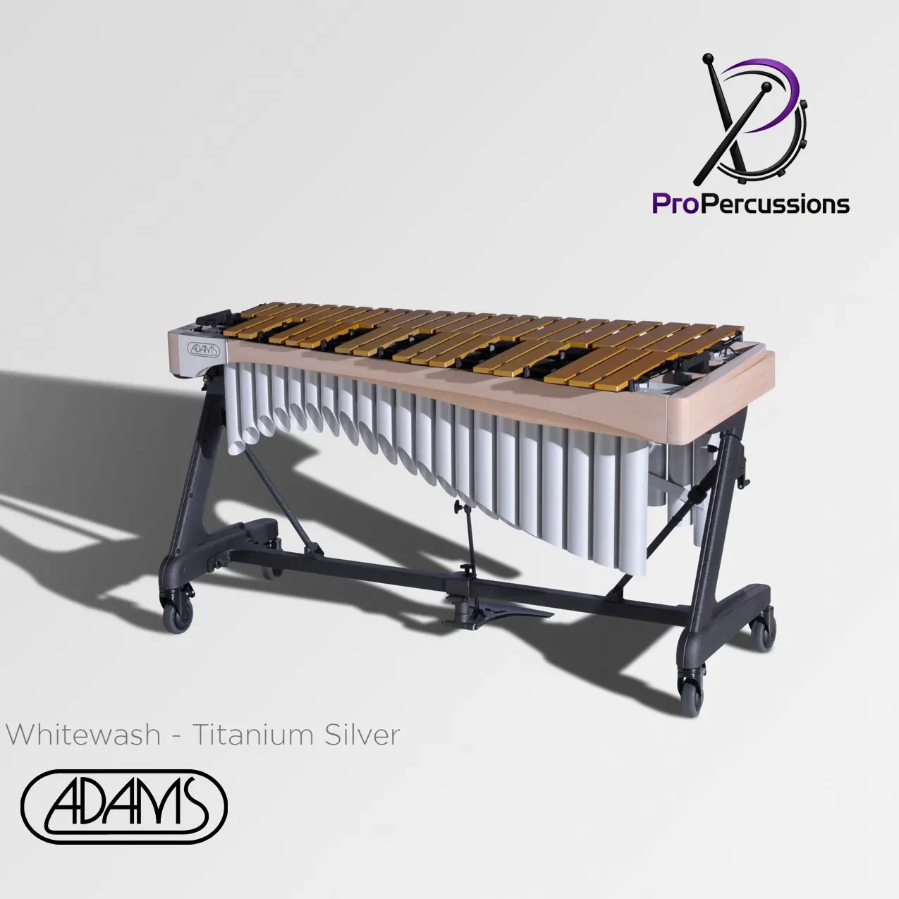 Vibraphone ADAMS 3.5 oct – Série ALPHA | Whitewash - Titanium Silver - Clavier : or