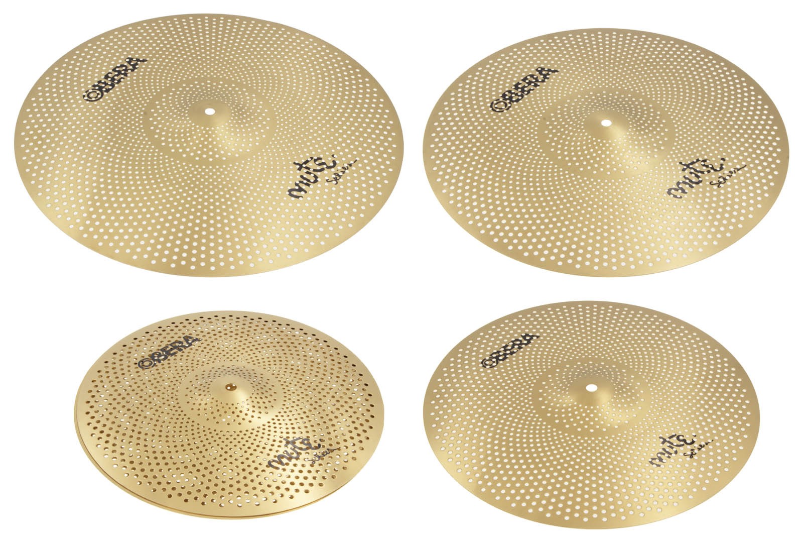 Pack 4 Cymbales Silencieuses Mute - 14/16/18/20 - Finition Brass | OBERA