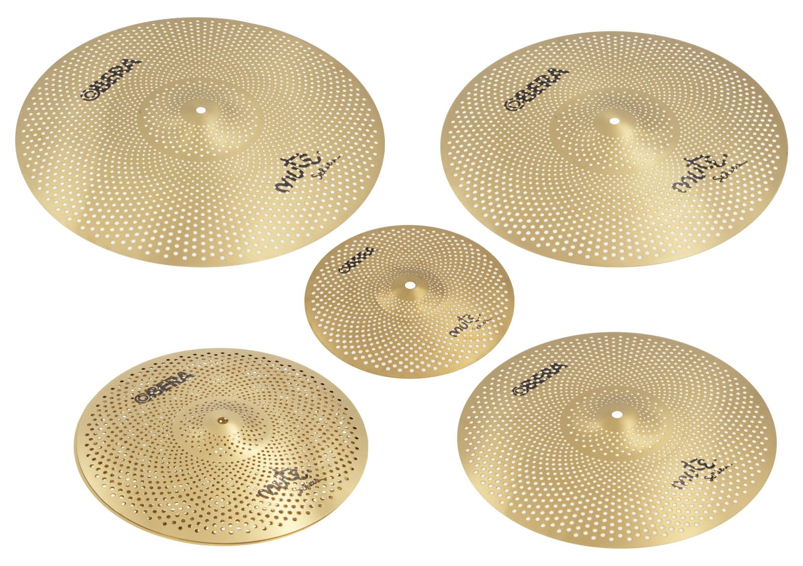 Pack 5 Cymbales Silencieuses Mute - 10/14/16/18/20 - Finition Brass | OBERA