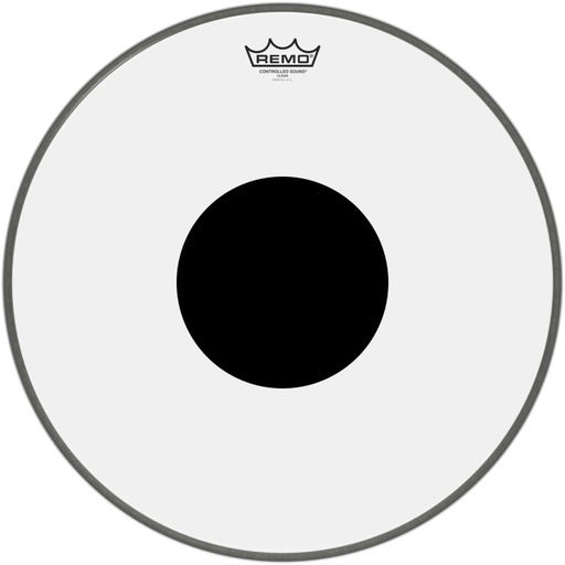 [CS-1318-10] Peau CS Transparente 18" + rond noir, pour Grosse caisse