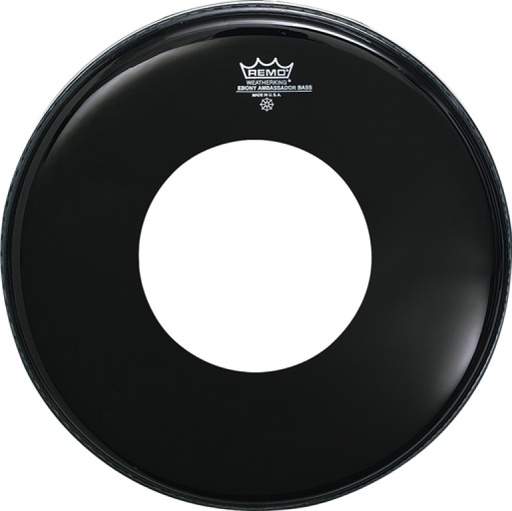 [ES-1020-CH] Peau Ebony Ambassador 20" avec decoupe pour grosse caisse