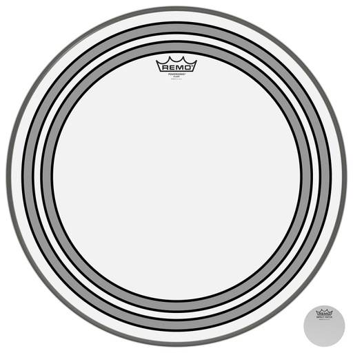 [PW-1320-00] Peau Powersonic transparente 20" pour grosse caisse, avec anneaux internes