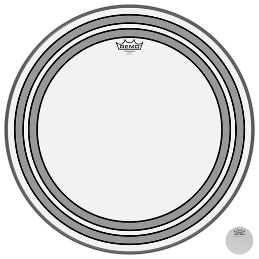 [PW-1322-00] Peau Powersonic transparente 22" pour grosse caisse, avec anneaux internes