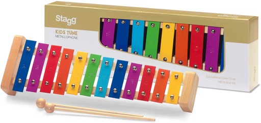 [META-K12 RB] Métallophone avec 12 lames de différentes couleurs et deux mailloches