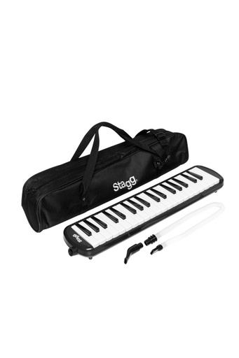 [MELOSTA37 BK] Mélodica noir en plastique, 37 touches, housse noire
