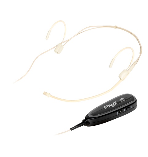 [SUW 12H-BE] Micro-casque sans fil de 2,4 GHz, couleur beige (avec émetteur et récepteur)