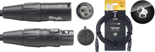 [NDX10R-3] Câble DMX, XLR/XLR (m/f) (3 broches), 10 m, N-series