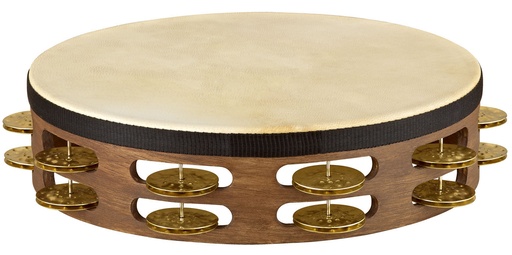 [TAH2VWB] Tambour de basque | Tambourin MEINL - VINTAGE Peau de chèvre - 2 rangées de cymbalettes martelées en laiton