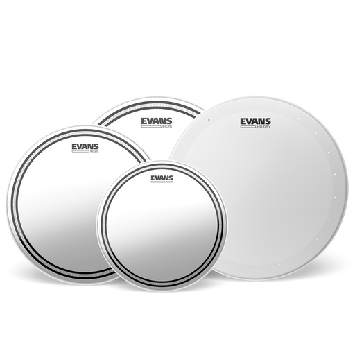 [EPP-EC2SHDD-F] EVANS EC2S Clear Fusion Pack (10", 12", 14") with 14" HD Dry Snare Batter