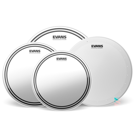 [EPP-EC2SHDD-S] EVANS EC2S Clear Standard Pack (12", 13", 16") with 14" HD Dry Snare Batter