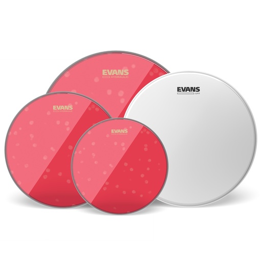 [EPP-HRUV1-R] EVANS Hydraulic Red Rock Pack (10", 12", 16") with 14" UV1 Coated Snare Batter