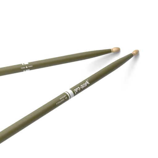 [TX5BW-GREEN] ProMark Classic Forward 5B Painted Green Hickory Drumstick, Oval Wood Tip