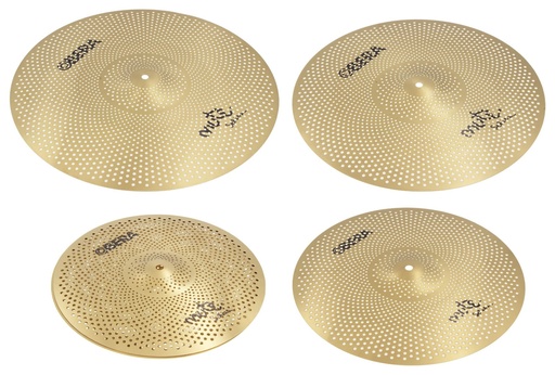 [OBE-MU-SET4-BR] Pack 4 Cymbales Silencieuses Mute - 14/16/18/20 - Finition Brass | OBERA